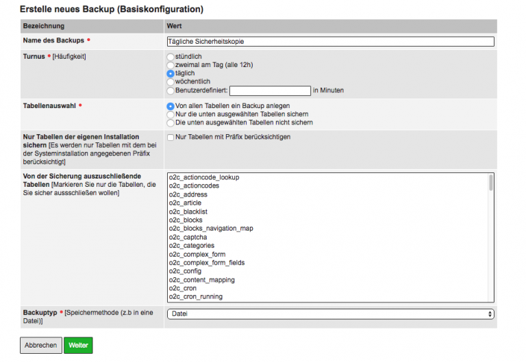 Plugin Datenbank-Backup Screenshot 1